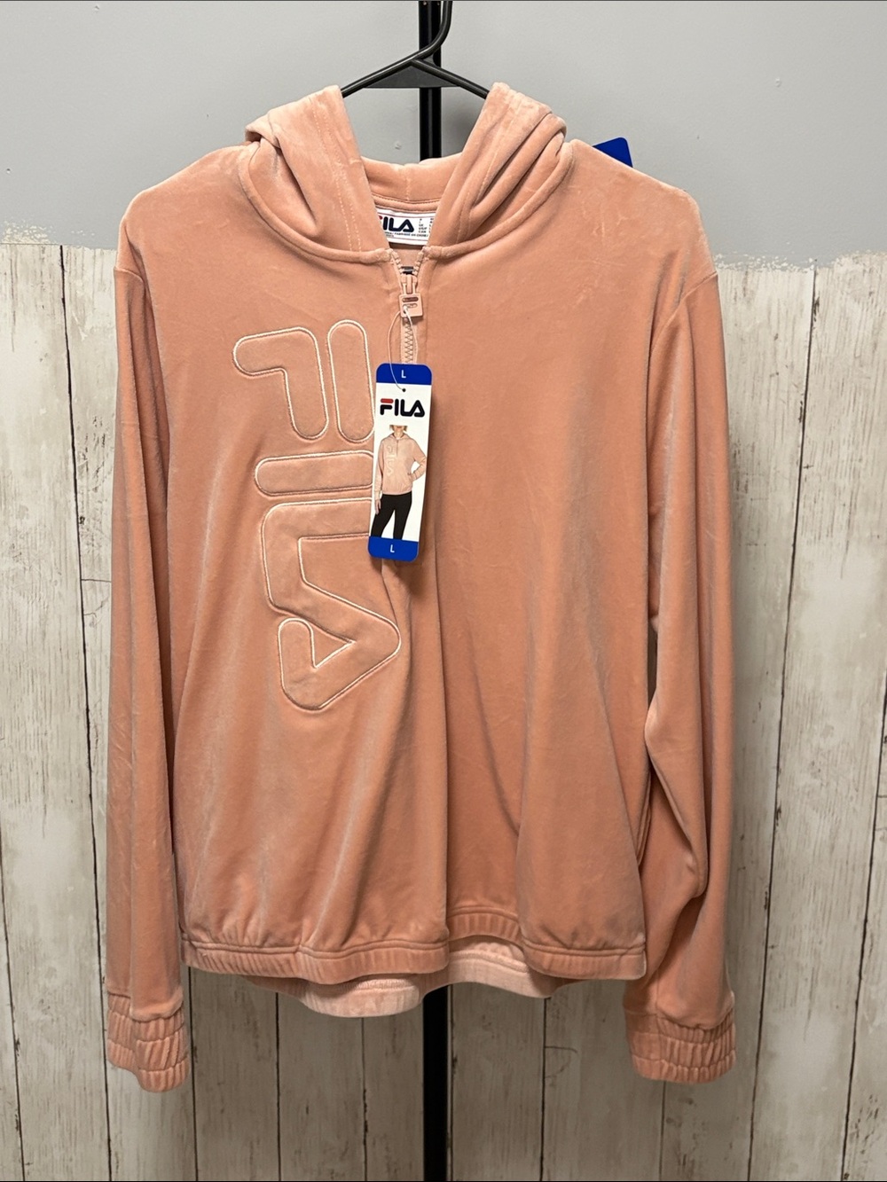 Fila Men's Peach Velour Half-Zip Hoodie Jacket
